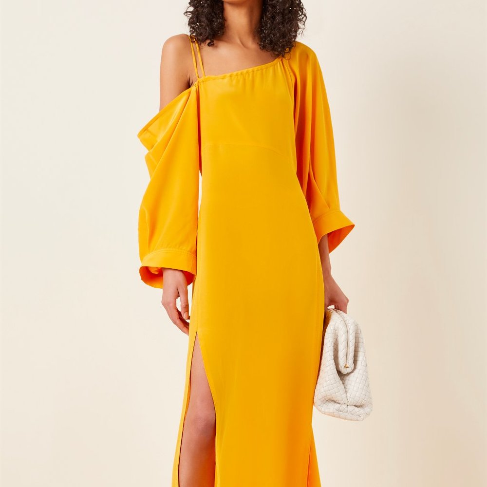 Dorothee Schumacher Fluid Volumes Convertible Silk Midi Dress